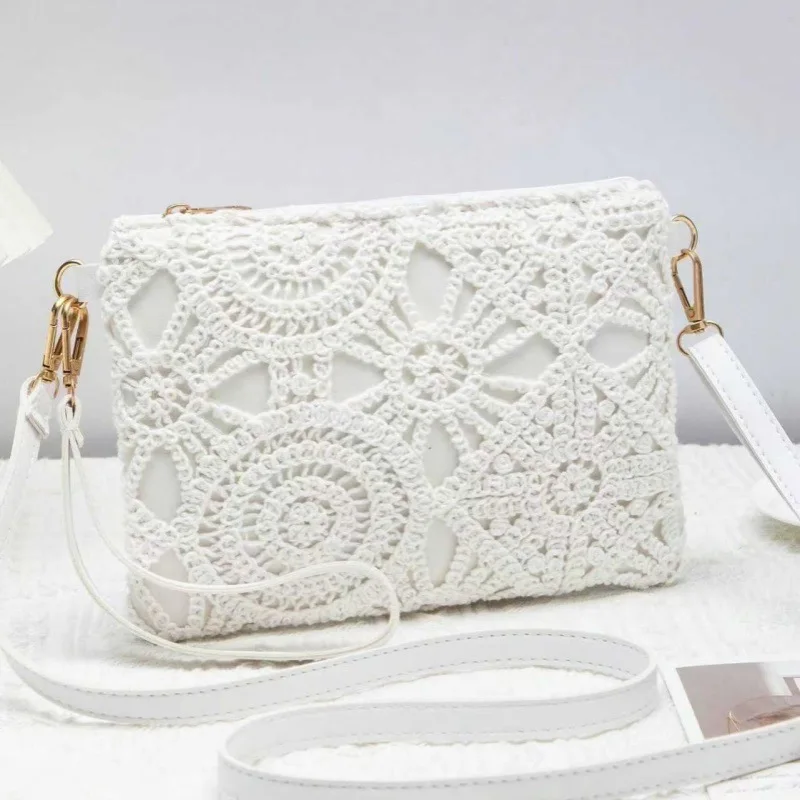 Pattern Hollow Woven Bag，Boho Beach Bags，Premium Style Crossbody Bag for Ladies，Vacation Outfits Women，Travel Must Haves