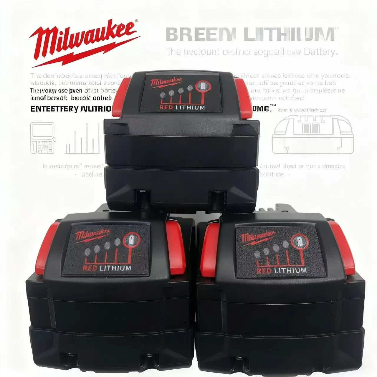 

18V Milwaukee M18 battery with vacuum packaging M18B6 6000mAh,rechargeable battery compatible with Milwaukee tool 18V Battery