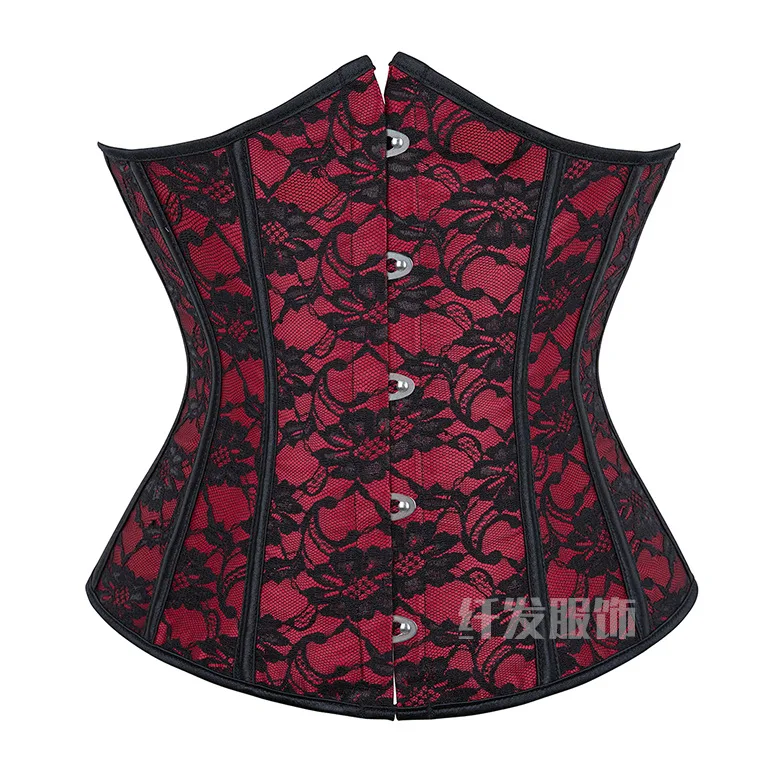 New bone clothes Corset autumn and winter wear with retro lace outer wear waist and back clip five buttons palace plastic waist