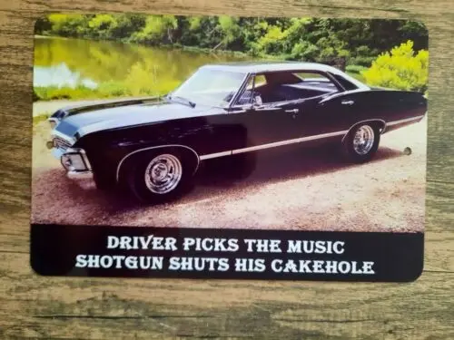 1 pcs,1967 Chevy Impala Supernatural Car Driver Picks the Music 8x12 Metal Wall Sign