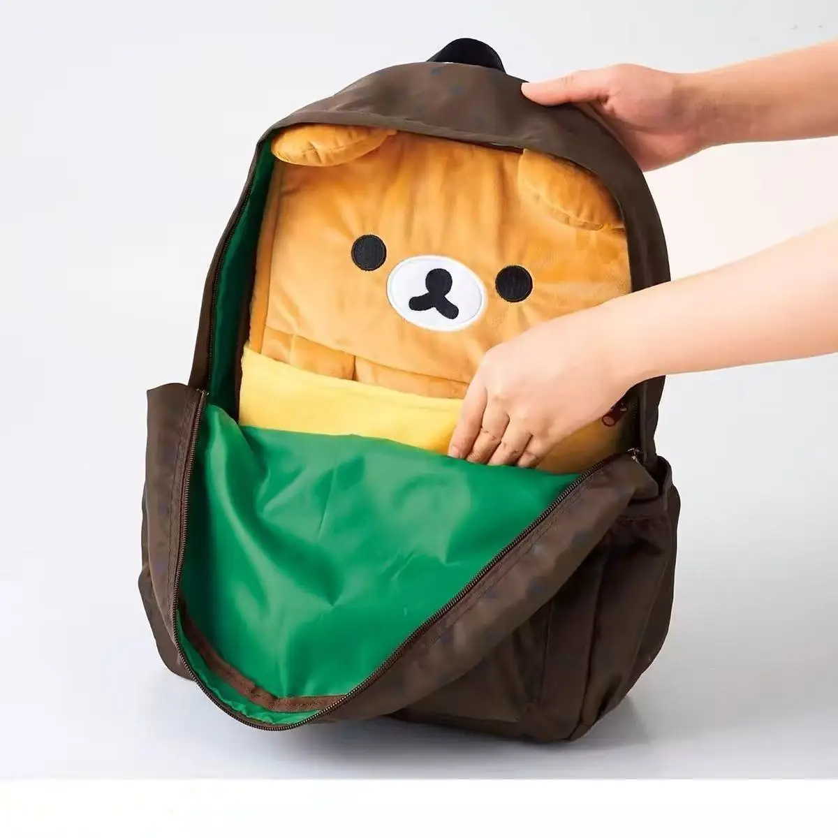 

Cartoon Rilakkumas Backpack Kawaii Korilakkuma Embroidery Waterproof Nylon Backbag Large Capacity Girls Boys Student School Bag