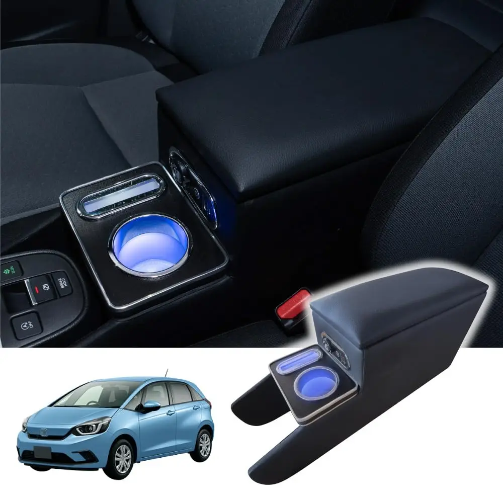 

Equipment Smart Library For Honda Fit GR Armrest Console Box Center Console LED GR Series Dedicated Storage Box Armrest Black Re