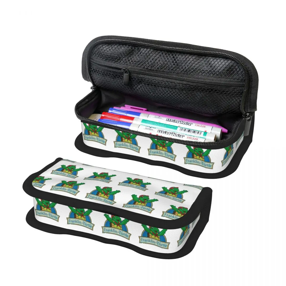 Vintage Franklin The Turtle Pencil Case Pen Holder Large Storage Pen Box Pencil Bag for Studen School