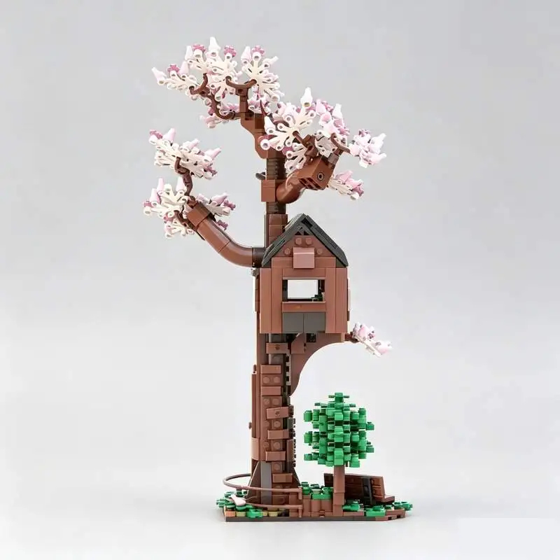 NEW 658PCS Tree House Model Custom Puzzle DIY Assembly Building Blocks Creative Display Collection Educational Toy Popular Gift