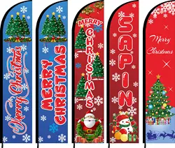 Feather Flag Beach Banner, Fabric only With No Stand, Happy New Year Holiday Merry Christmas Festival Celebration Tree Gift Sale