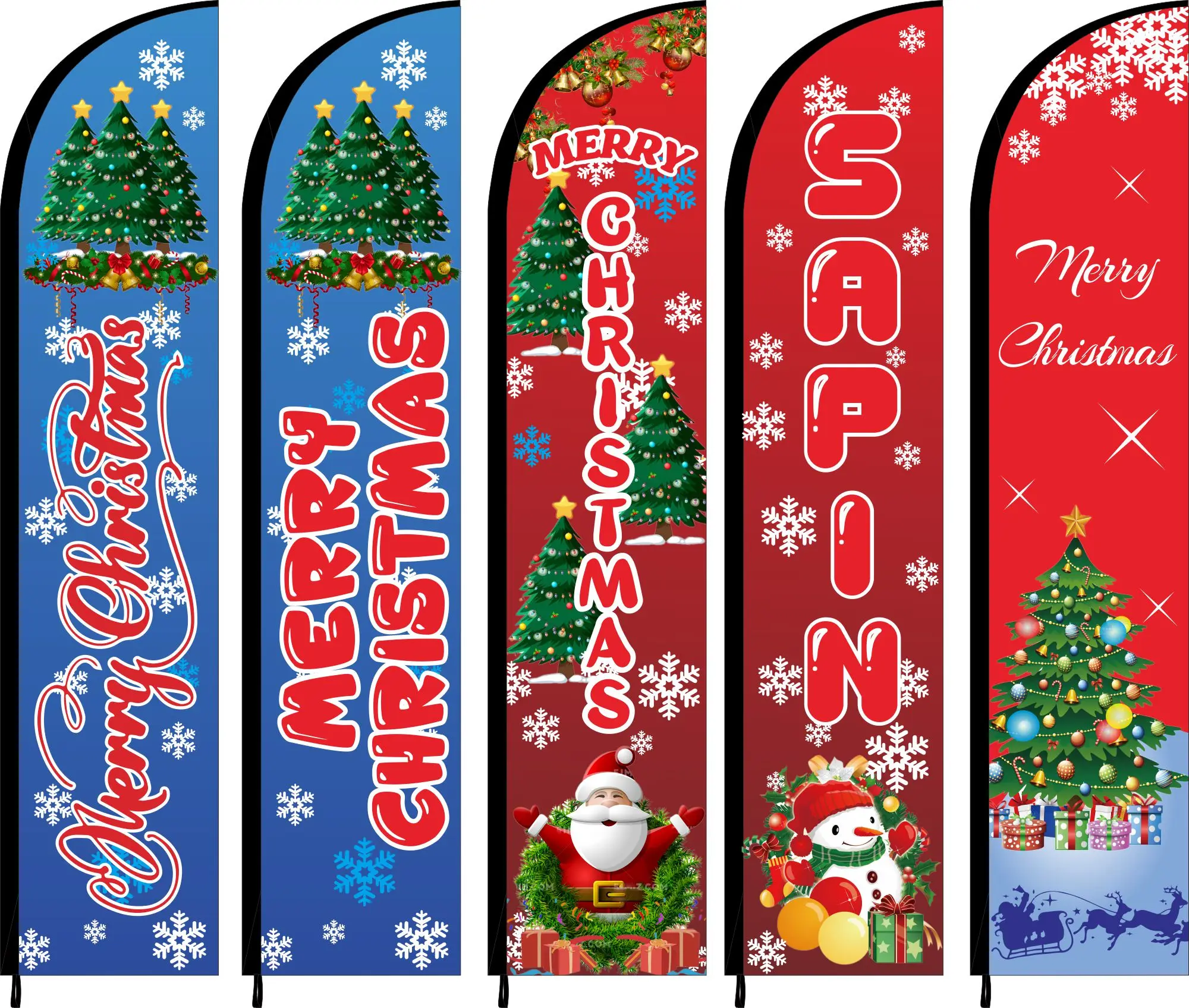 Feather Flag Beach Banner, Fabric only With No Stand, Happy New Year Holiday Merry Christmas Festival Celebration Tree Gift Sale
