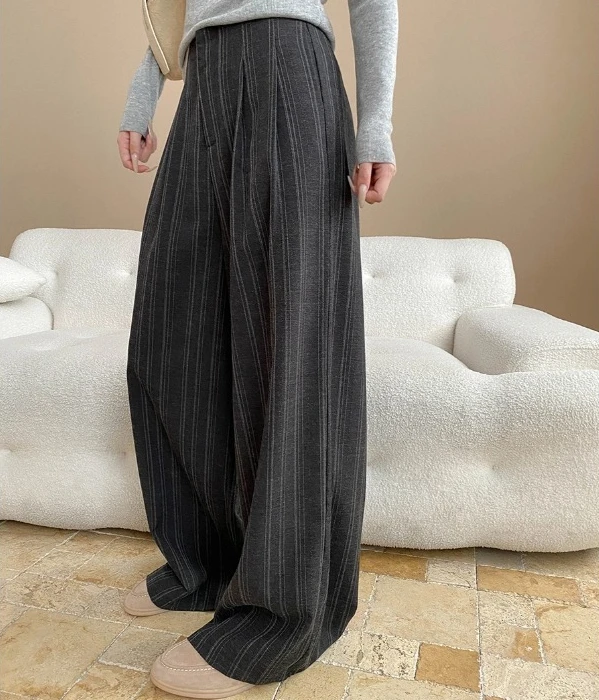 

Pant Women Wide Leg Long Pants High Waist Straight Trousers Y2k Streetwear Elegant Splice Work Casual Loose 2025 Autumn Winter