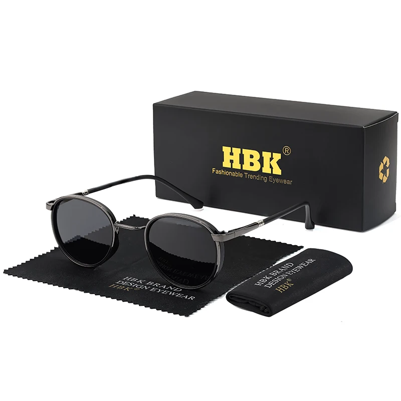 HBK TRetro Punk Herren Polarisierte Sonnenbrille Rundes Design Modische UV400 Unisex Sonnenbrille Reise Party Ideaal für Geschenke – Detail 14