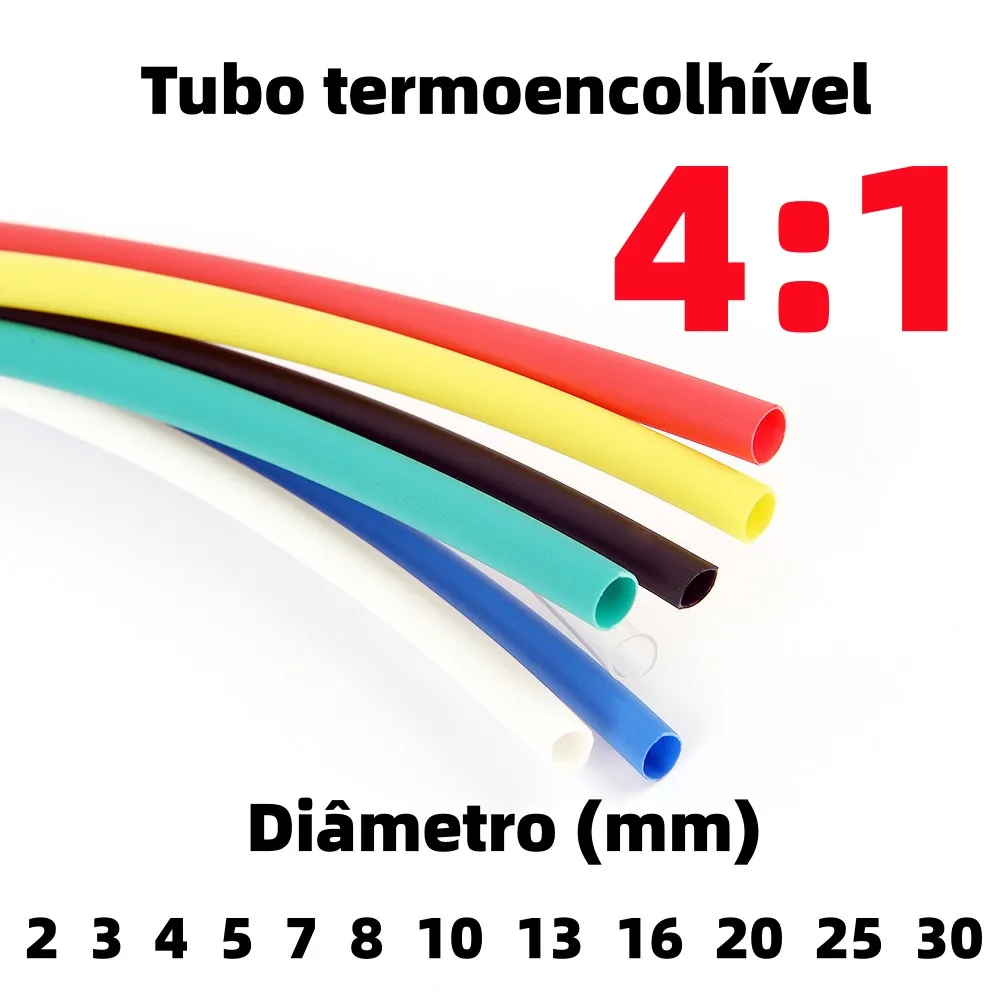Tubo adesivo do psiquiatra do calor, cor, parede dobro, tubo do psiquiatra, círculo, diâmetro interno de 2mm, 4mm, 8mm, 10mm, 25mm, 30mm, 5m, 4:1
