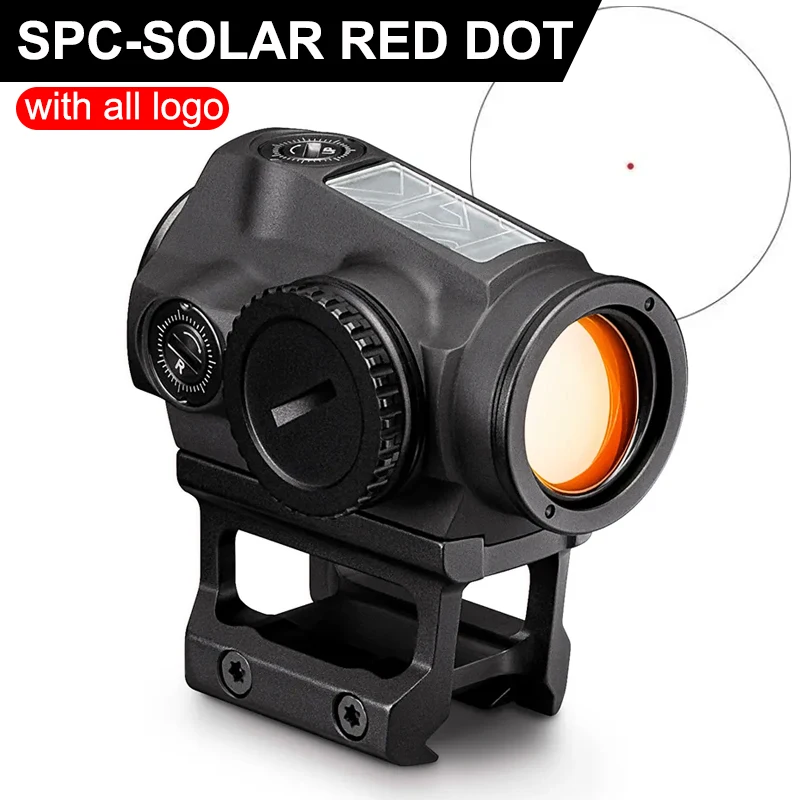 SPC-SOLAR Red Dot Sight 2 MOA Reticle Tactical Hunting Rifle Optic Scope Lower 1/3 Co-Witness 20MM Picatinny Rail Mount AR15