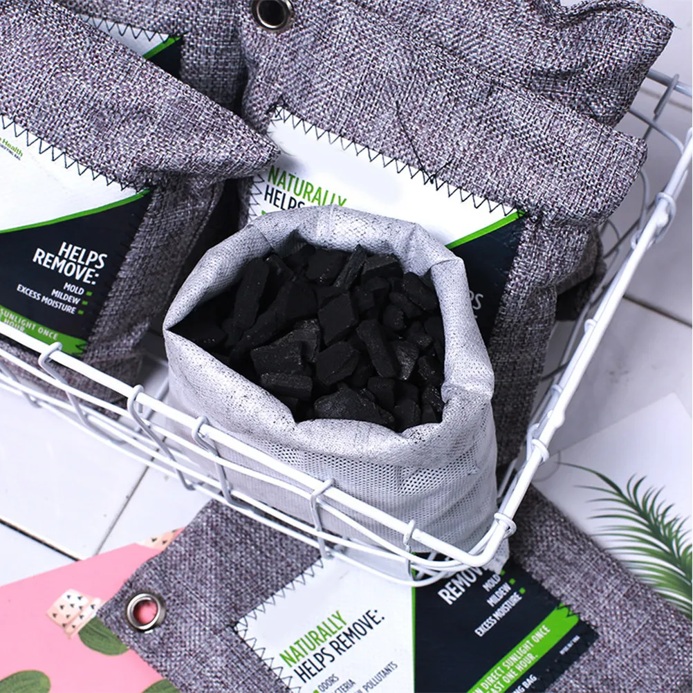 

Набор из 4 бамбуковых мешочков с активированным углем: поглотитель запахов, осушитель воздуха для автомобиля и дома, освежитель воздуха с наноминерами