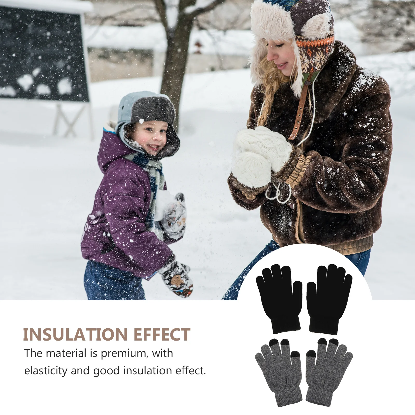 

2Pairs Fleece Gloves Warm Lining Light Soft Skin Friendly Nonslip Protective Cycling Outdoor Travel Gloves Touchscreen 3 Fingers