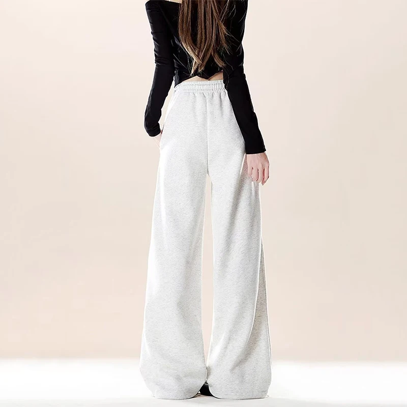 산리오 헬로 키티 그레이 운동 플레어 스웨트팬츠 가을 겨울 루즈 캐주얼 바지 패셔너블 와이드 레그 바지