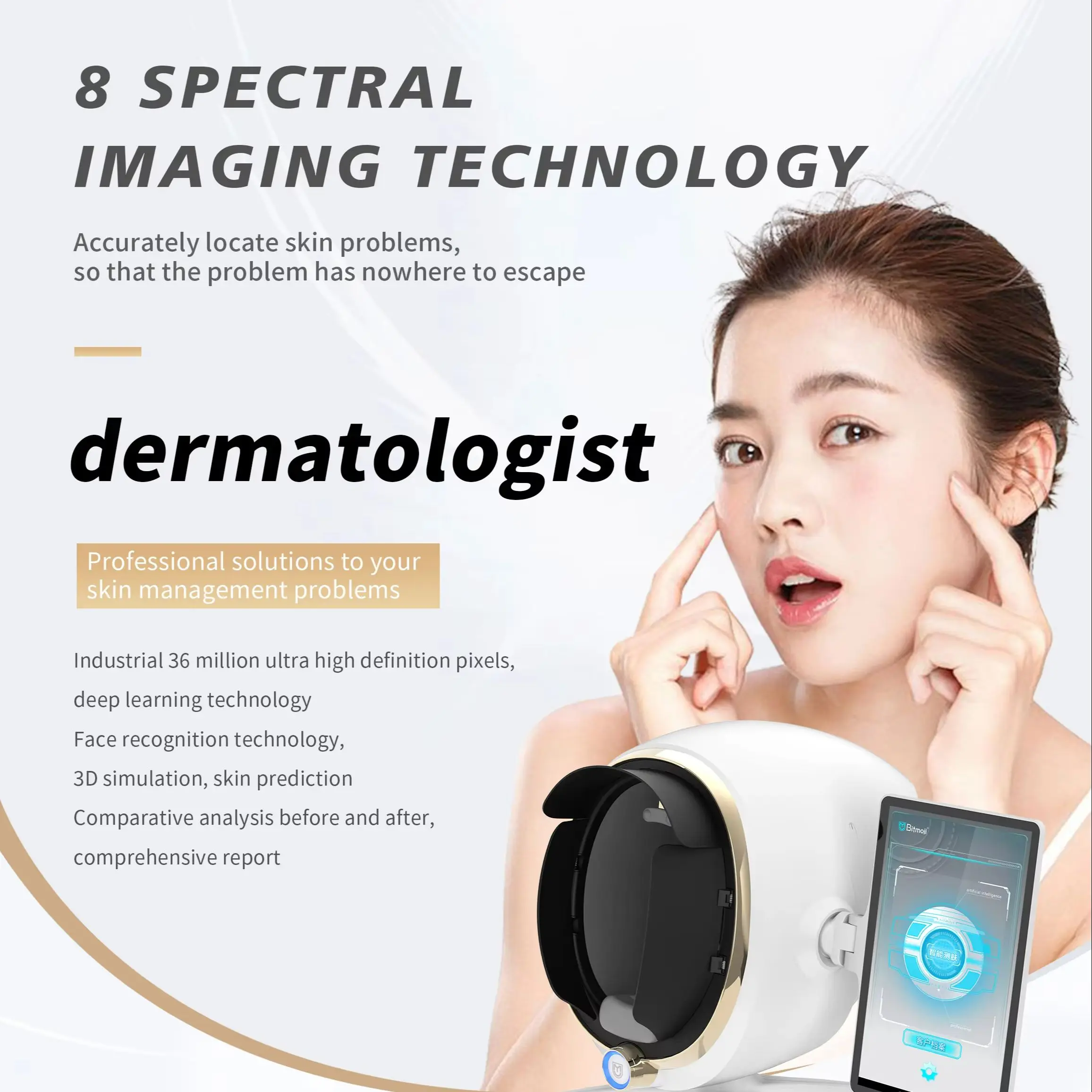 Intelligent Multi‑Spectral AI Skin Analysis Machine Skin Condition Assessment Scanning Equipment for Skin Care Center