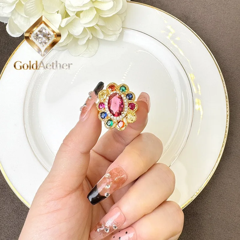 

Кольцо GoldNouveau Women 24K Gold AU999 Vintage с инкрустацией бриллиантами в виде цветка удачи - чистое золото, изящные бриллианты, эффектный цветок.