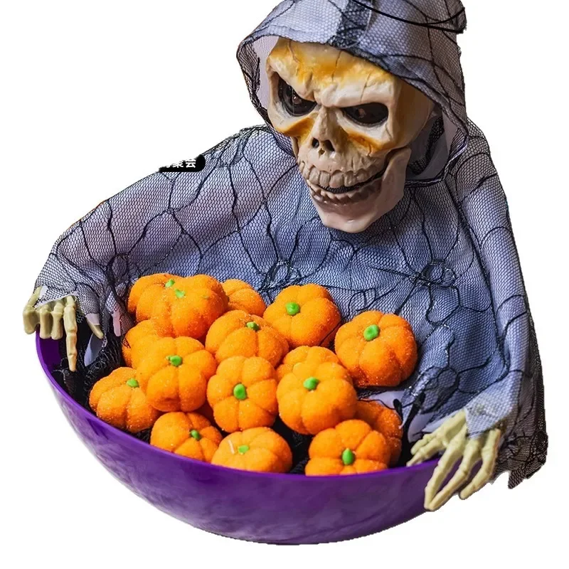 

Halloween scene arrangement pumpkin bucket funny candy plate props ornament activity atmosphere decoration