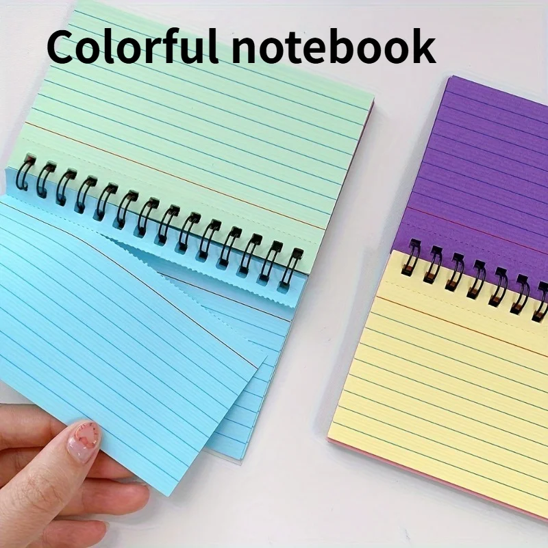 1 Stück einfaches, tragbares, farbiges Spiral-Notizbuch |   Schüler- und Büro-Notizbuch, 50 Blatt pro Buch, Abreißbarer Farbiger Notizblock