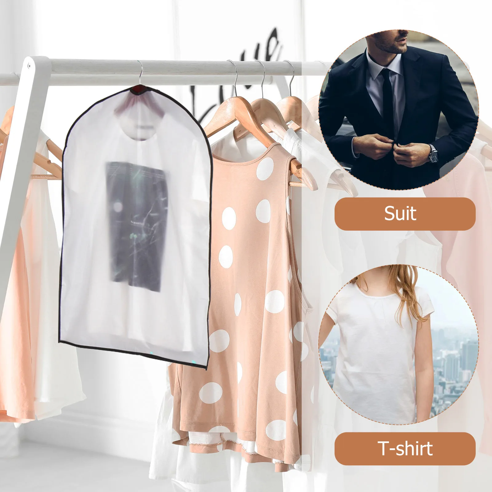 

10Pcs Reusable Washable Hanging Clothes Cover Protective Dress Storage Bag for Travel Moving Gifts Overcoat Cover