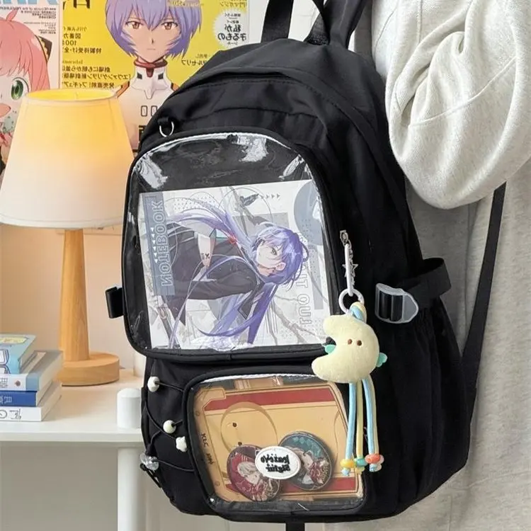 Borsa da scuola Kawaii da donna per studenti Zaino preppy giapponese Borse trasparenti di design per zaino bianco per adolescenti di grande capacità