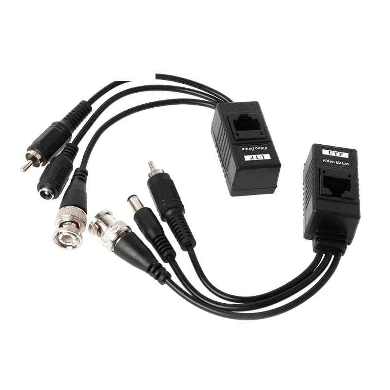 BNC To RJ45 Passive Video Power + Audio Balun Transceiver For CCTV Camera