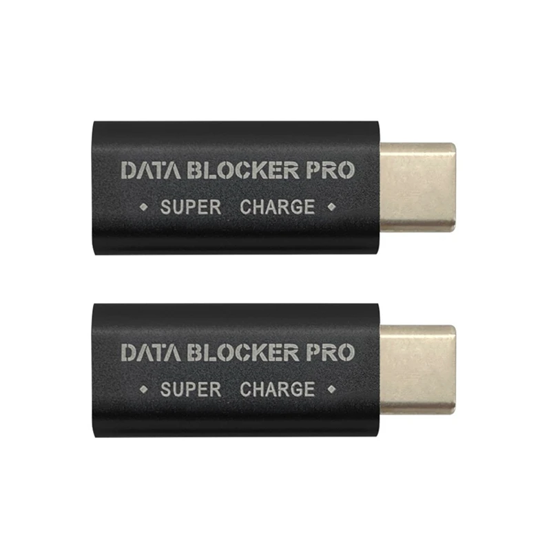 2PCS USB Type-C Data Blocker USB-C Juice Jack Defender Adapter Support Quick Charge(50V/5A) Stop Data Theft