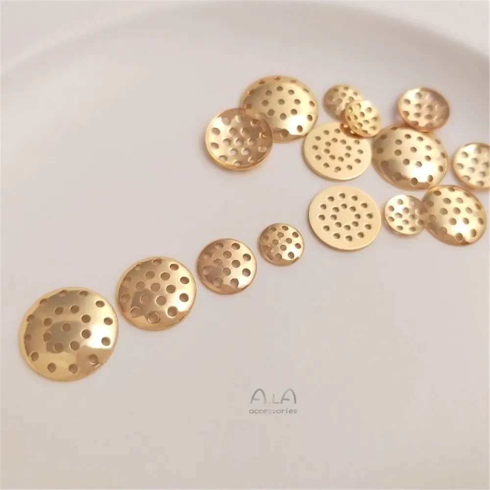 14K Gold Plated Round round pompous head net dish accessories DIY first jewelry brooch headdress material