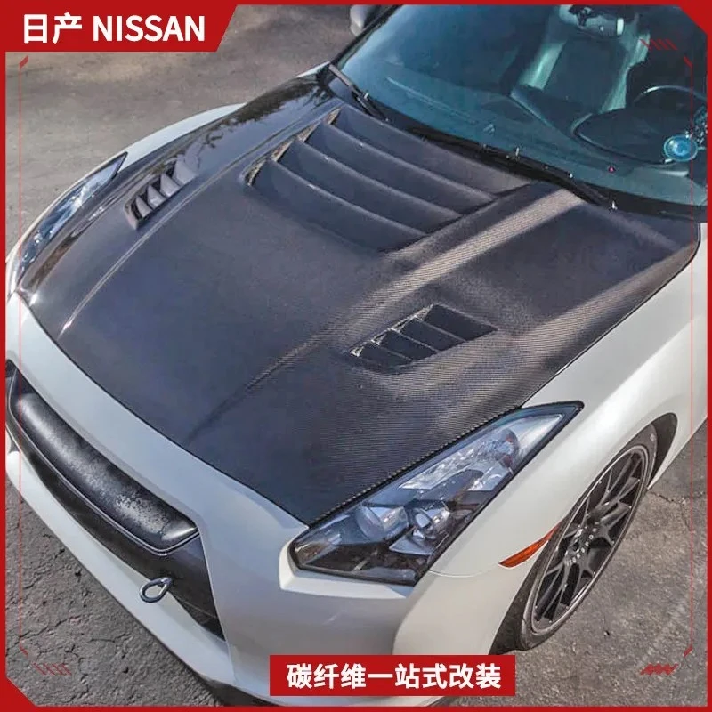 SAAR Compatible with Nissan GTR Modified Parts Revo Style Carbon Fiber R35 Front Engine Hood
