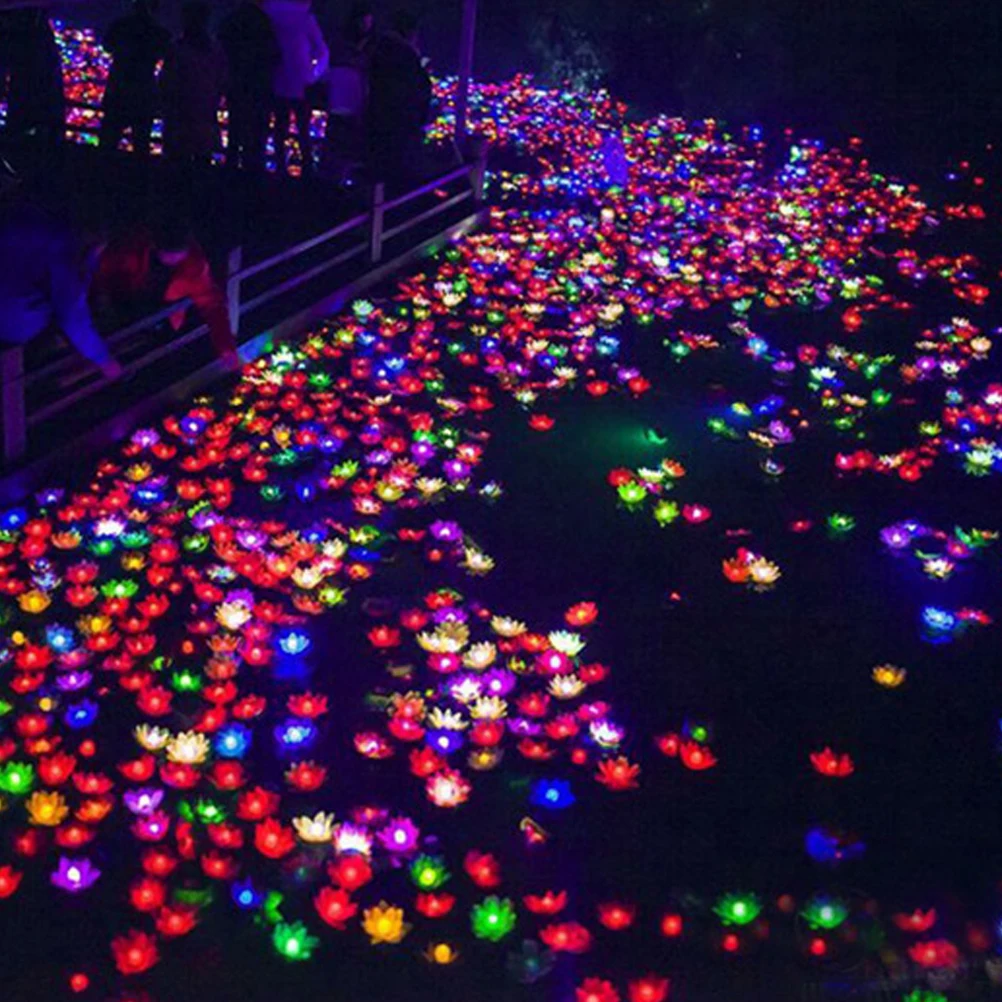 LED Lotus Water Colorful Romantic Flower Pool for Wedding Festival Party Decoration Orange