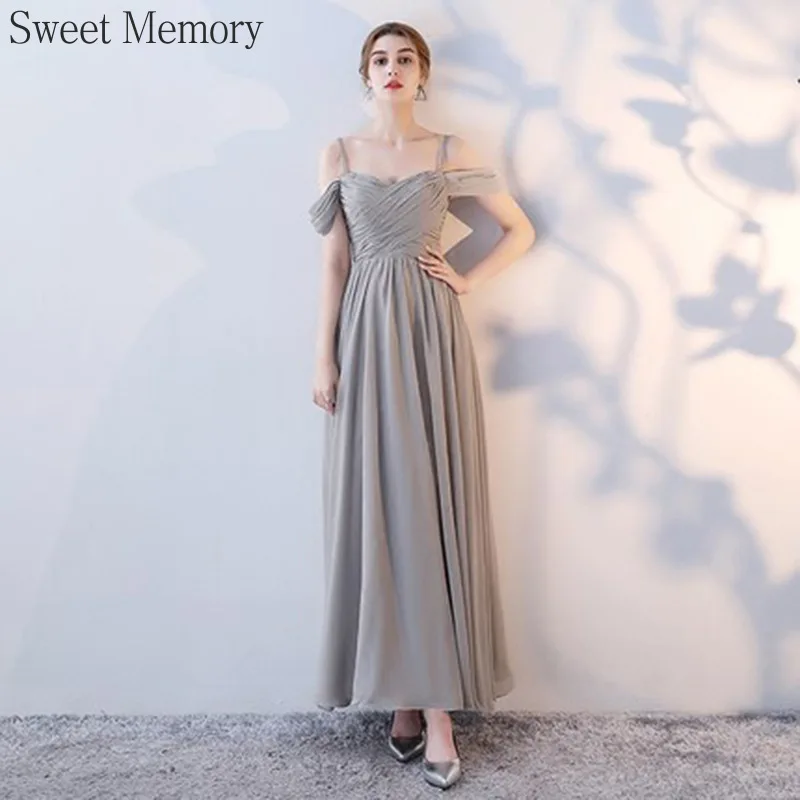 Customize Sweet Memory Chiffon Grey Bridesmaid Dresses Girls Lady Female Robe Elegant Dress Women for Wedding Party Gown