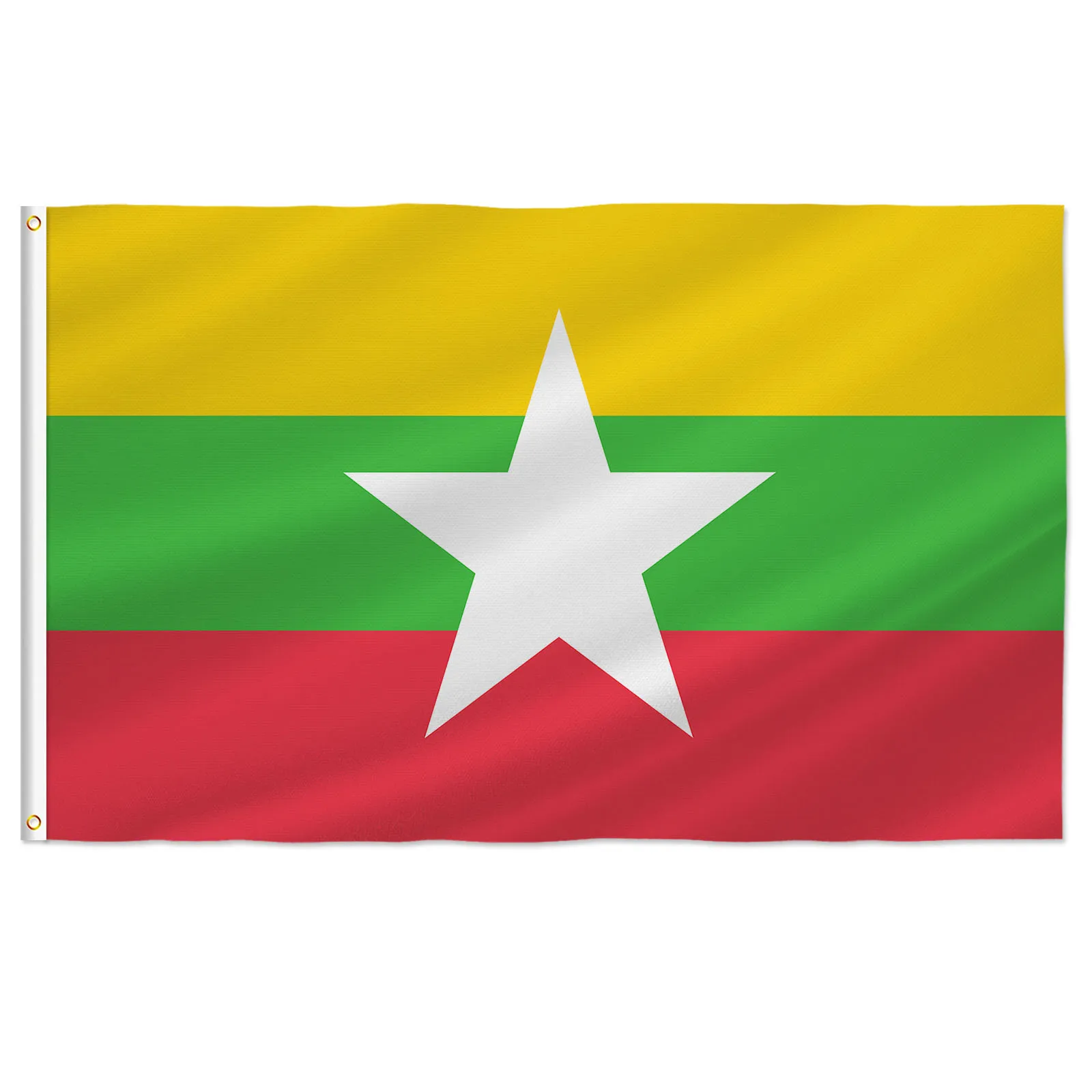 Myanmar Flag Burma Burmese National Flag Brass Grommets Room Indoor Outdoor Decor Banner 60x90cm/90x150cm