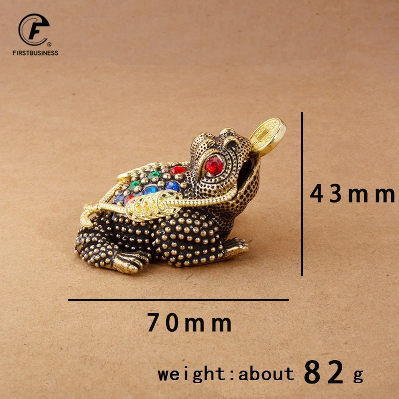 Brass Golden Toad Lucky Tea Pet Vintage Simulation Animal Figurines Miniatures Home Office Desk Ornament Car Decoration Crafts