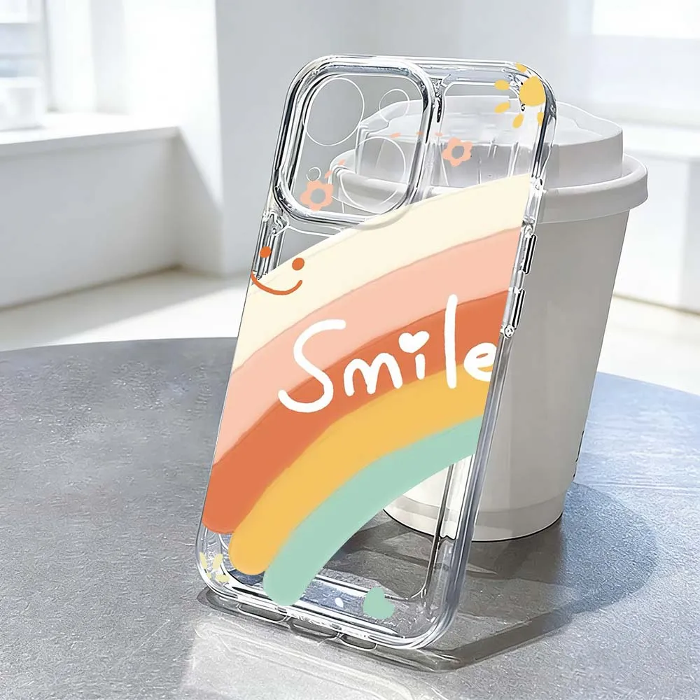 

Luxury Colorful Rainbow Bear Phone Case For Apple iPhone 17 Air 16e 16 15 14 13 12 11 Mini Pro Max Plus Transparent Soft Cover