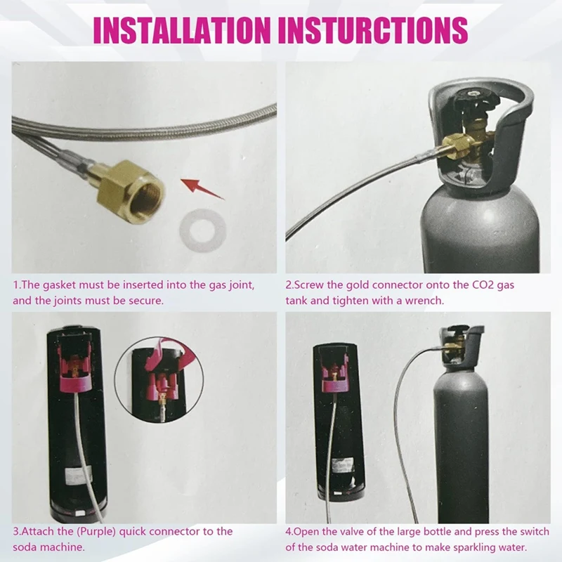 BAAG-Adaptador de Co2 para máquina de refrescos, manguera adaptadora de conector rápido, 60 pulgadas para tanques de almacenamiento de Co2 para Terra DUO Art Gaia Series CGA320