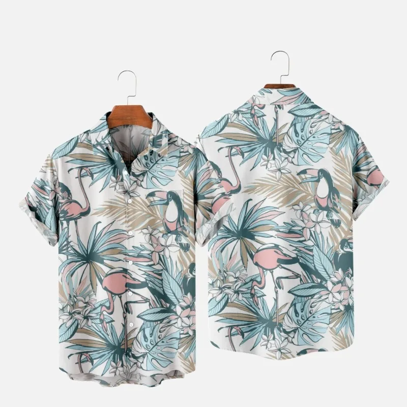 

Men's Fashion Y2K T-Shirts Hawaiian Shirt 3d Print Cozy Casual One Button Short Sleeve Beach Oversized Clothes 4