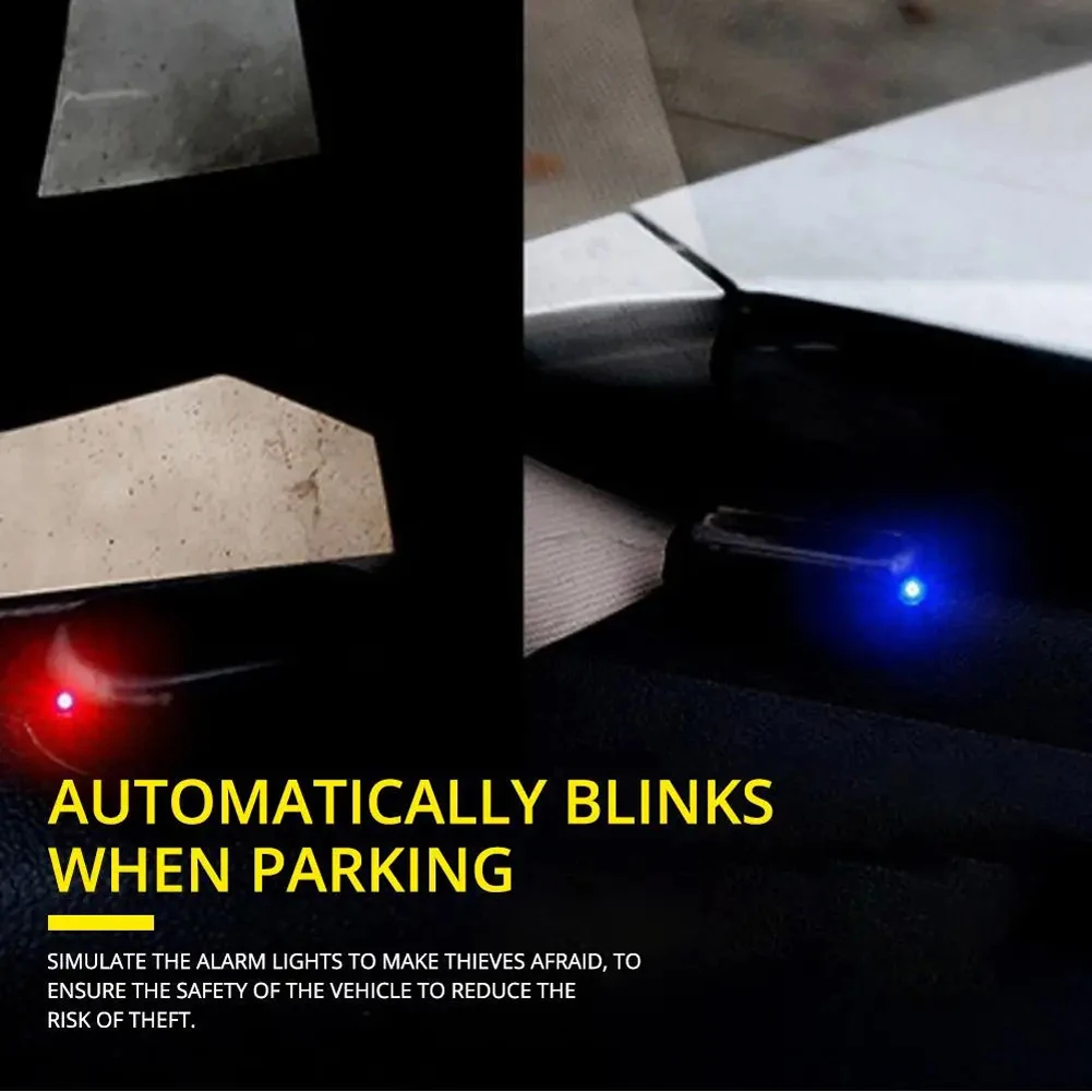 Solar Powered Car Fake Security Light Blue/Red Light Simulated Dummy Alarm Wireless Strobe Signal Alarm Anti-Theft Caution Lamp