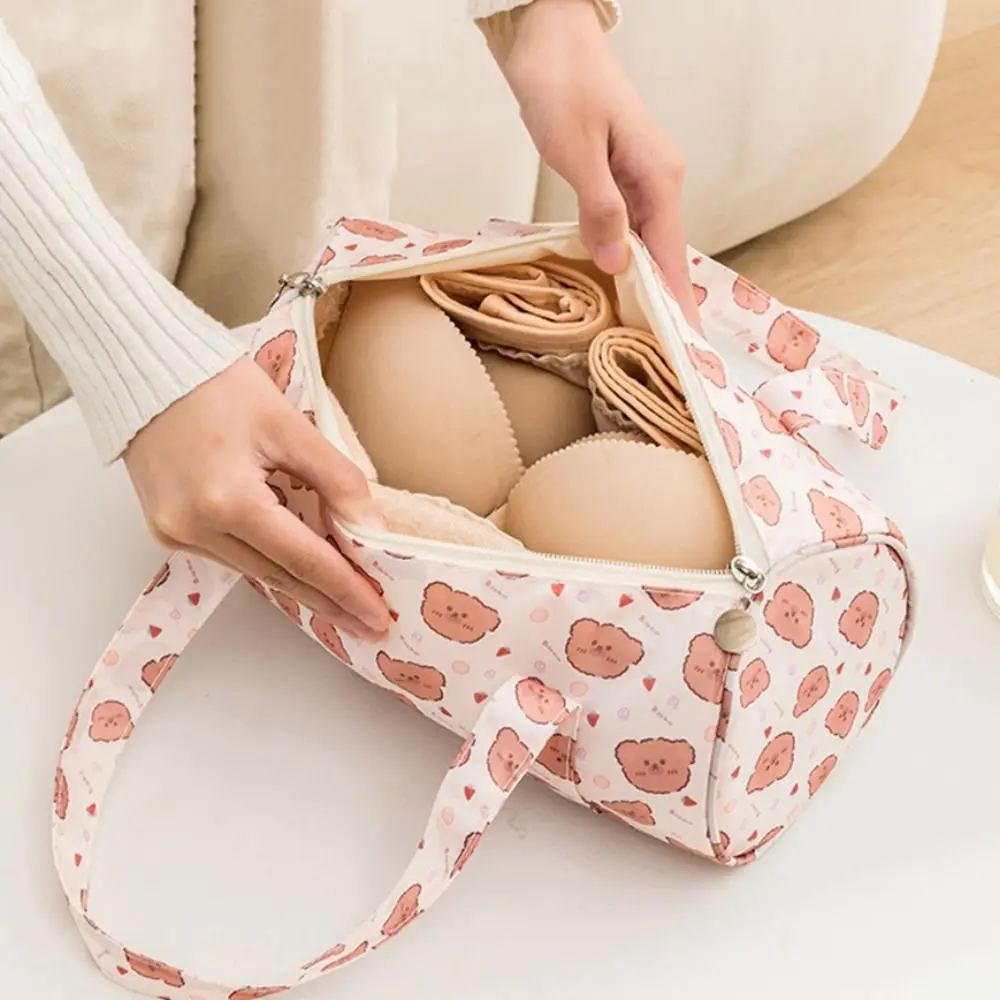 Cylinder Handheld Underwear Storage Bag Large Capacity Waterproof Travel Luggage Storage Bag Odorless Floral Underwear Bag