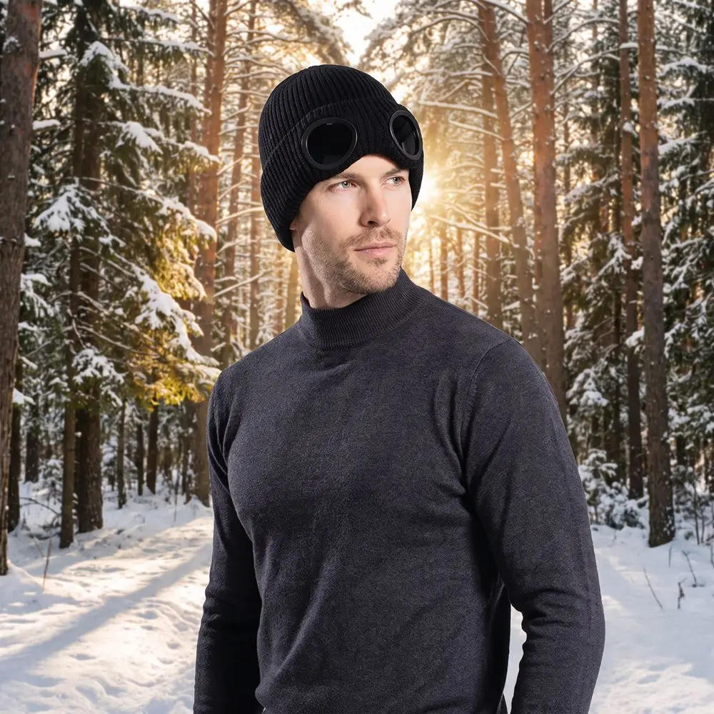 Removable Glasses Winter Glasses Caps Wear-resistant Ear Protection Warm Ski Mask Hats Windproof Thickened Knitted Hat Women