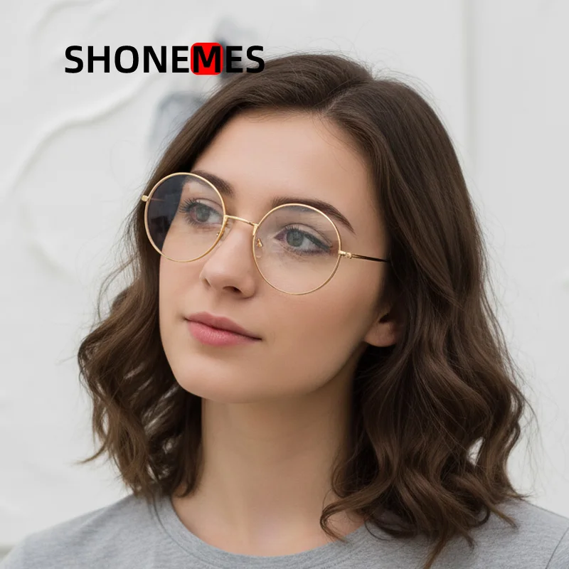 Shonemes Classic Round Glasses Vintage Women Eyeglasses Metal Frame Men Spectacles Plain Eyewear Gold Silver Black for Unisex