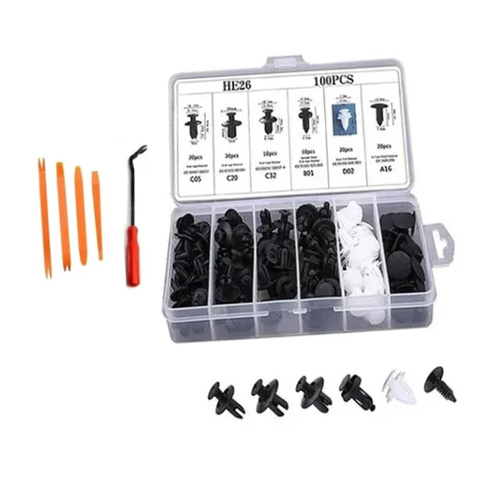 100 Pcs Bumper Retainer Clips with Fastener Remover Car Plastic Rivets Fasteners Push Retainer Kit