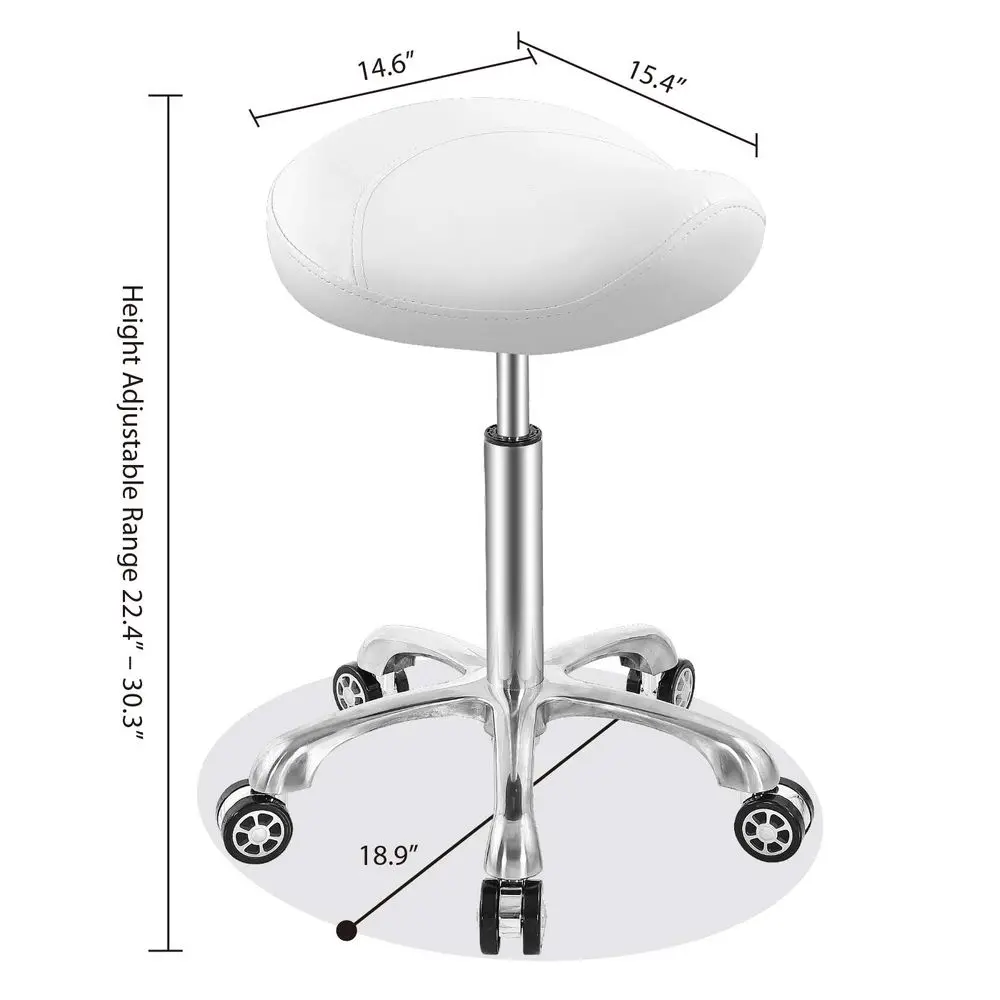 

Stool Rolling Chair Hydraulic Adjustable with Wheels for Office Home Salon Spa Studio White