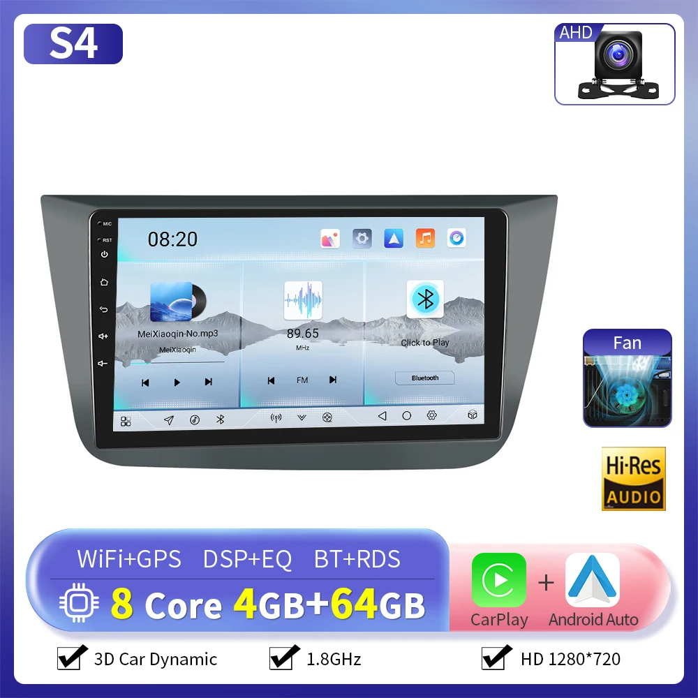 Camecho 6 + 128G 8Core Draadloze CarPlay Andorid Auto Radio Voor SEAT ALTEA 2004-2016 (LHD) GPS Stereo 4G WiFi Multimedia Speler