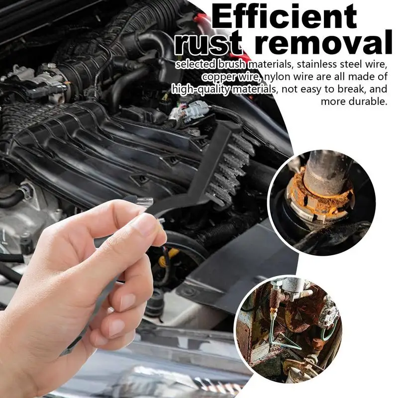 

Wire Brush Heavy-Duty Paint Removal Brush Brass Scrubber With Ergonomic Curved Handle Long-Lasting Rust Removing Toothbrush For