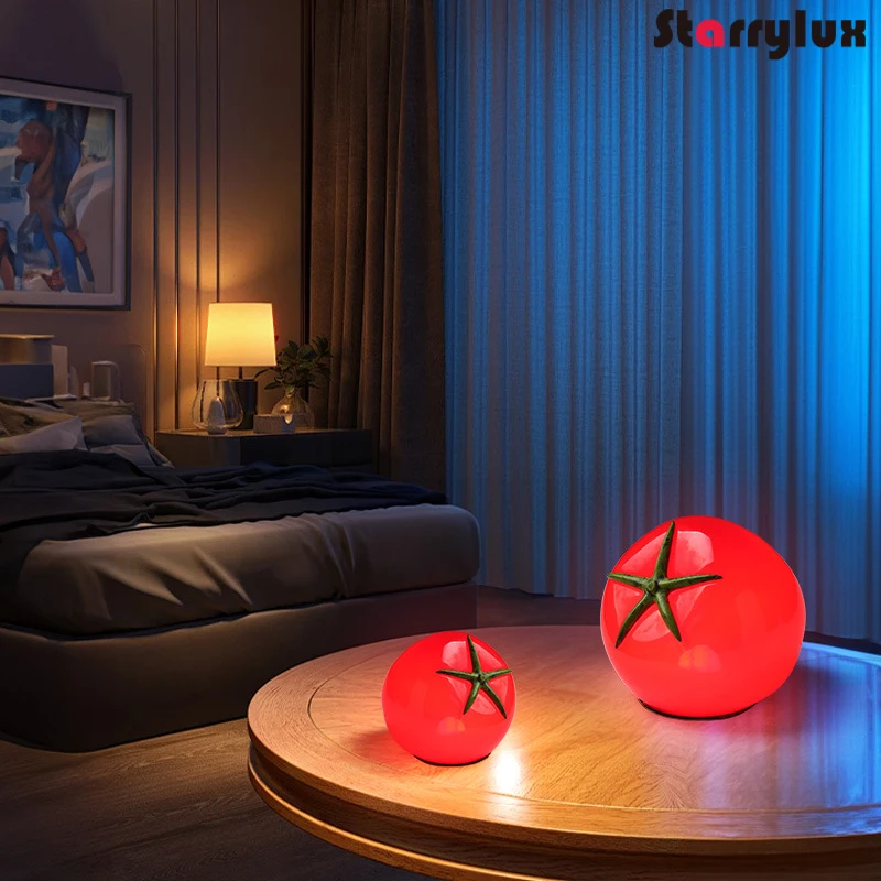 

USB Rechargeable Decorative Tomato Mood Lamp Creative Night Light Bedside Desk Decor Fun Ambiance Lighting