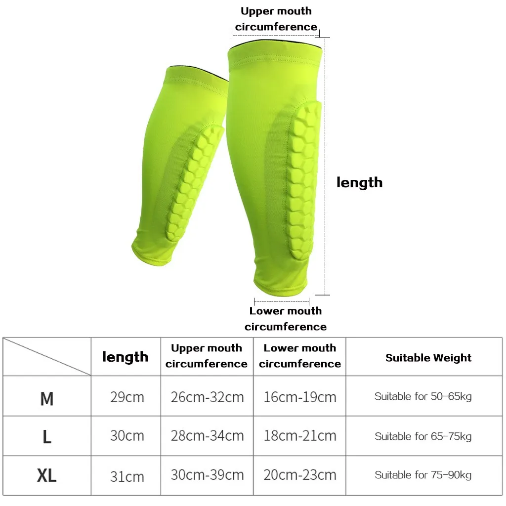 WOSWEIR 1 PC Honeycomb Shin Guard Professional Sports Football Shields Soccer Legging Shinguards Leg Sleeves Protective Gear