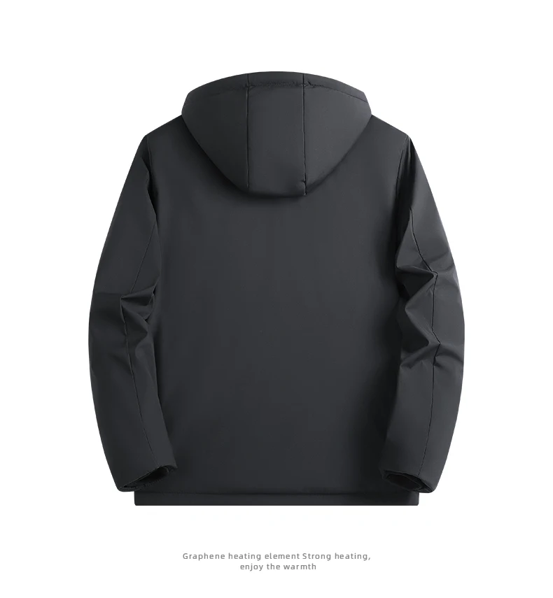 Men Graphene Fleece Lined Cotton Jacket Men Detachable Hat Windproof Parkas Men Winter Business Casual Thick Warm Hooded Parkas