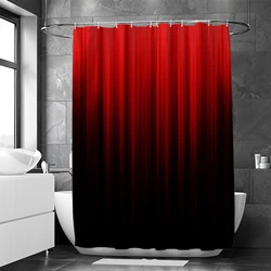 1Pc Red Black Gradient Shower Curtain, Home Bathroom Bathtub Decoration, Machine Washable, Durable Polyester Fabric 71x71 inches