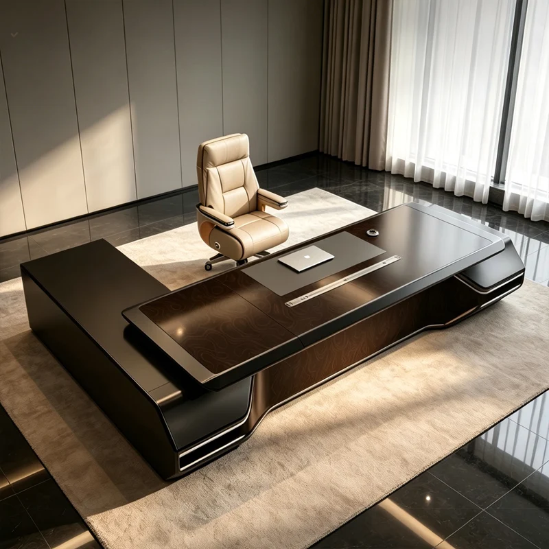 Italian Modern Luxury Modular Healthy Executive Office Desk L-Shaped Wood Boss Table Cabinet CEO Manager One-stop Office