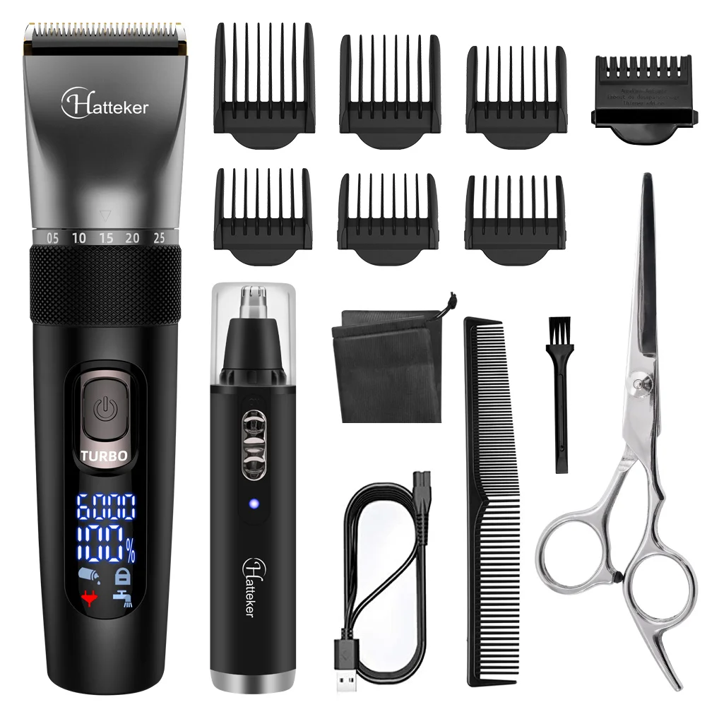 

HATTEKER Professional Hair Clipper Multifunction Haircut for Men Stainless steel Blade Hair Trimmer Nose Hair Trimmer Beard Trim