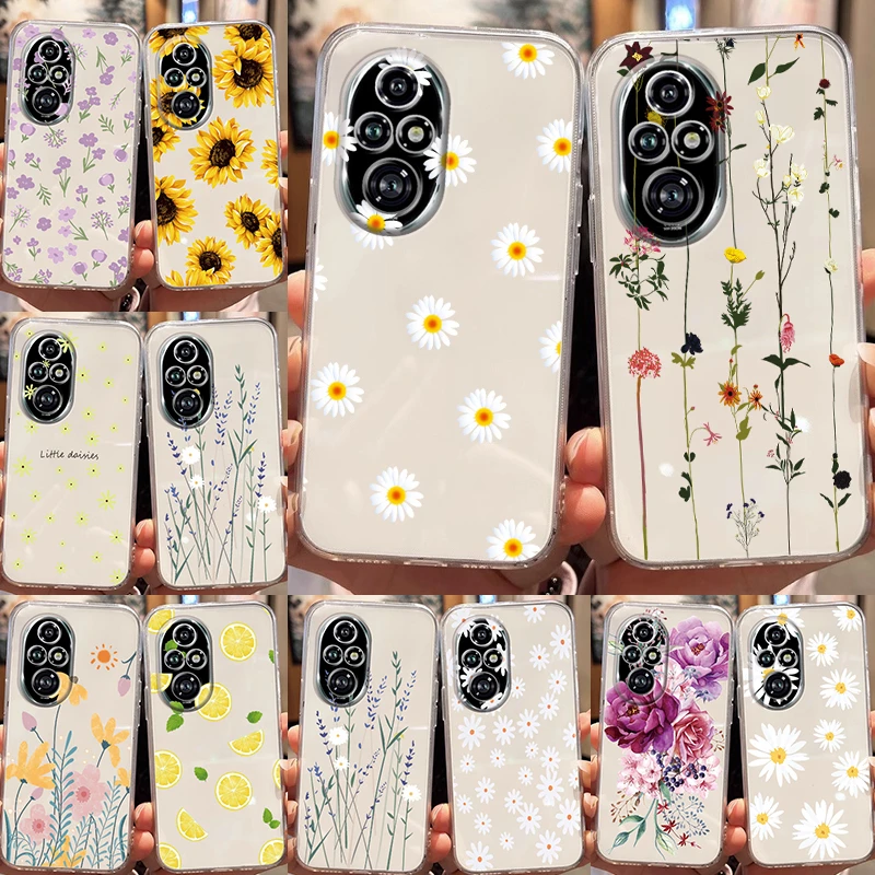 For Huawei P20 Nova 5T Honor 20 50 90 90 Lite 70 200 200 Pro 200 Lite X7 X7b Play 40C X5 Plus Flowers And Plants TPU Clear Cover