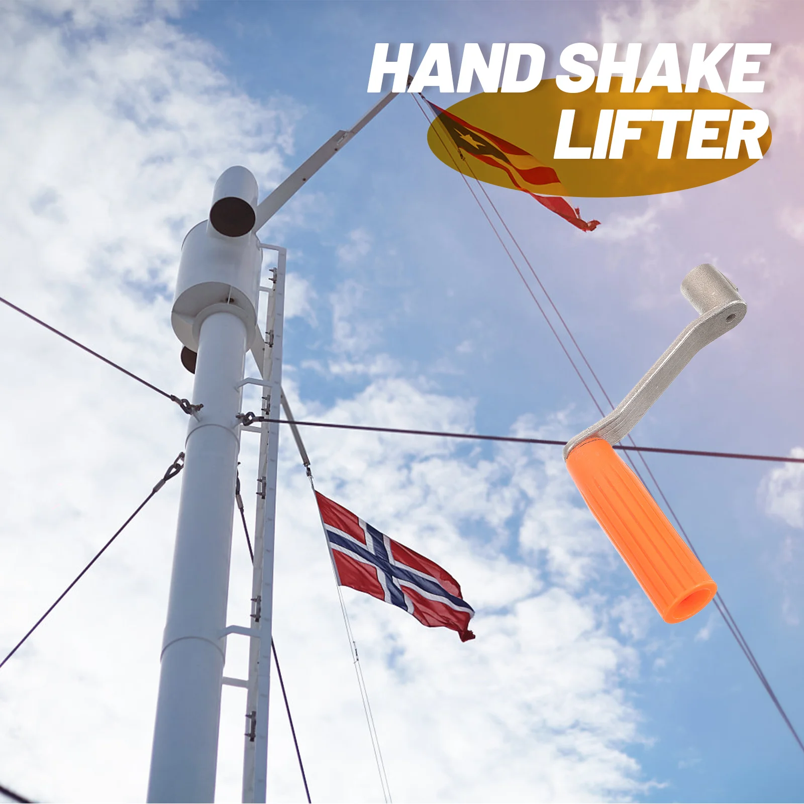 

Durable Flagpole Crank Handle Replacement Easy to Use for Any Boat Flag Lifting Supply Accessory Crank Handle Replacement